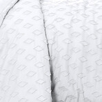 Delta Clipped Jacquard Duvet Cover Set // White (King / Cal King)