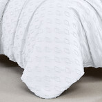 Delta Clipped Jacquard Duvet Cover Set // White (King / Cal King)