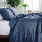 Bali Clipped Jacquard Duvet Cover Set // Navy Blue (King / Cal King)