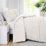 Delta Clipped Jacquard Duvet Cover Set // Bone (King / Cal King)