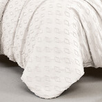 Delta Clipped Jacquard Duvet Cover Set // Bone (King / Cal King)