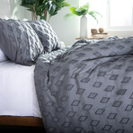 Delta Clipped Jacquard Duvet Cover Set // Slate (King / Cal King)