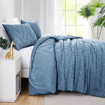 Chevron Clipped Jacquard Comforter Set // Coronet Blue (King / Cal King)