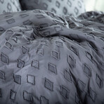 Delta Clipped Jacquard Duvet Cover Set // Slate (King / Cal King)