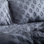 Delta Clipped Jacquard Duvet Cover Set // Slate (King / Cal King)