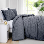 Delta Clipped Jacquard Duvet Cover Set // Slate (King / Cal King)