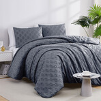 Delta Clipped Jacquard Duvet Cover Set // Slate (King / Cal King)