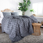 Delta Clipped Jacquard Duvet Cover Set // Slate (King / Cal King)