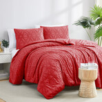 Marrakech Clipped Jacquard Comforter Set // Chilli Pepper (King / Cal King)