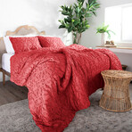 Marrakech Clipped Jacquard Comforter Set // Chilli Pepper (King / Cal King)