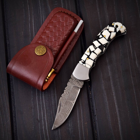 Damascus Pocket Folding Knife // 012