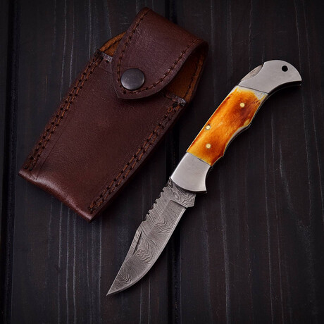 Damascus Pocket Folding Knife // 008