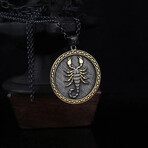 Rhodium Plated Scorpion Medallion // Gold + Black (5)