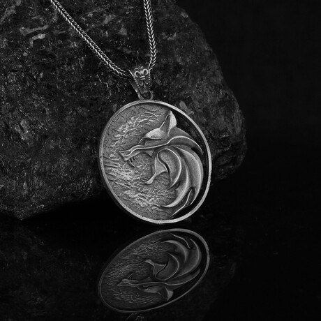 Witcher Wolf Medallion // Oxidized Silver