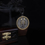 Rhodium Plated Scorpion Medallion // Gold + Black (5)
