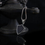Onyx Shield Necklace // Silver + Black