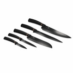 5 Piece Knife Set + Magnetic Stand // Black Rose