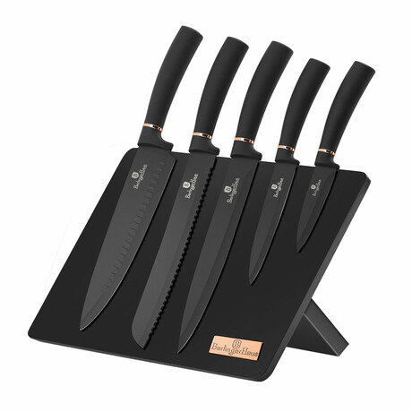 5 Piece Knife Set + Magnetic Stand // Black Rose