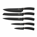 5 Piece Knife Set + Magnetic Stand // Black Rose