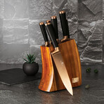 6 Piece Knife Set + Wooden Stand // Black Rose