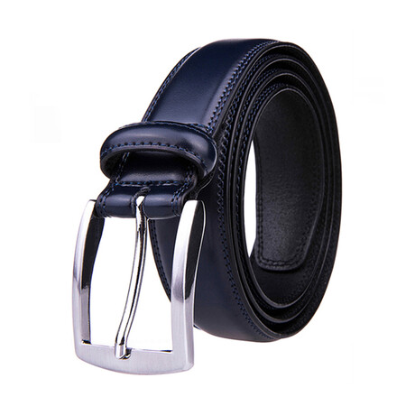 Genuine Leather Dress Belt // Navy (30)
