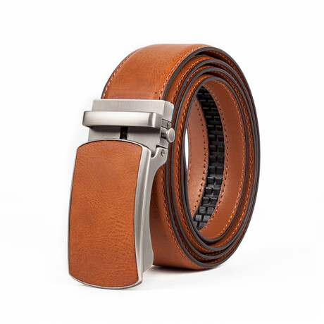 Genuine Leather Automatic Buckle Ratchet Dress Belts // Brown (32-34)