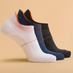 Men's Ankle Socks 3-Pack // White + Blue + Charcoal (S)