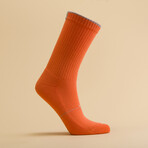 Women's Crew Socks 3-Pack // White + Orange (M)