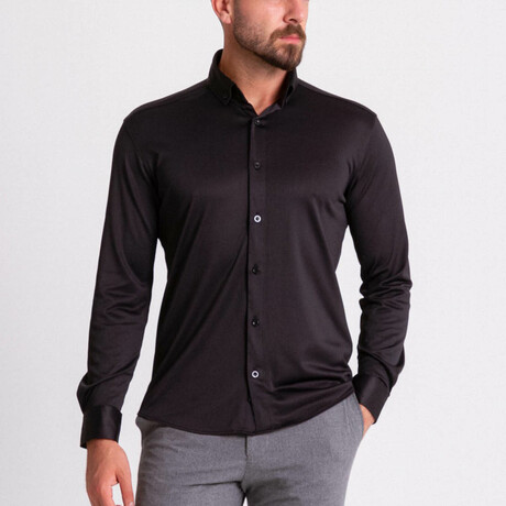 Hudson Hidden Button Shirt // Black (S)