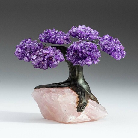 Amethyst Gemstone Tree on Rose Quartz // The Positivity Tree // 1 lb