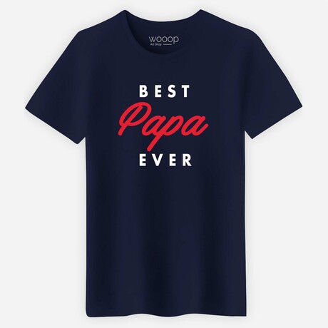 Best Papa Ever T-Shirt // Navy (Small)