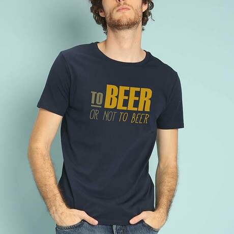 To Bear Or Not To Beer T-Shirt // Navy (Small)