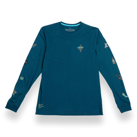 Mustache Music Gang Šalta Long Sleeve T-Shirt // Blue (S)