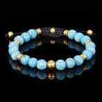 Imperial Jasper Stone + Gold Plated Stainless Steel Adjustable Bracelet // 7.75"