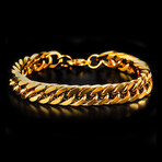 Gold Plated Stainless Steel Curb Chain Bracelet // 8"