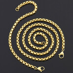 Polished Gold Plated Stainless Steel Box Chain Set // Bracelet + Necklace Set // 8.5" + 24"