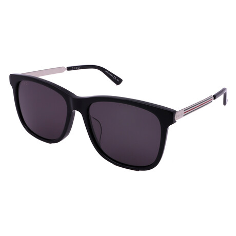Unisex GG0078SK-002 Square Sunglasses // Black + Silver + Gray