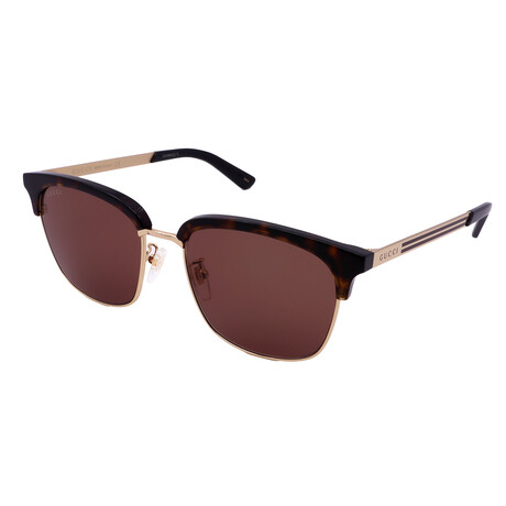 Unisex GG0697S-002 Square Sunglasses // Havana + Gold + Brown