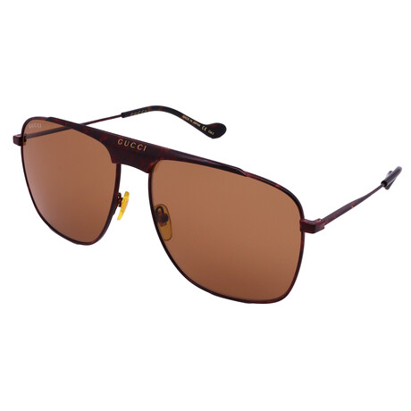 Men's GG0909S-002 Square Sunglasses // Havana Gold + Brown