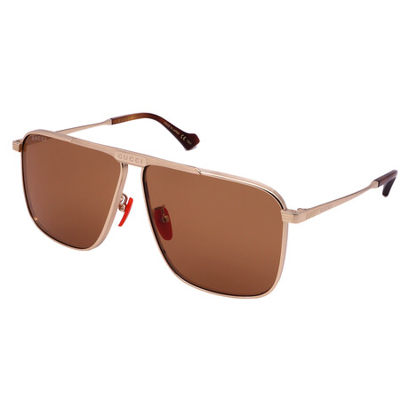 Unisex GG0840S-004 Aviator Sunglasses // Gold + Brown