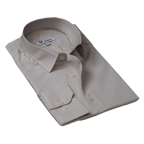 Jason Reversible Cuff Button-Down Shirt // Solid Beige (S)