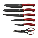 Knife Set + Mobile Stand // 7pcs // Burgundy