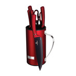 Knife Set + Mobile Stand // 7pcs // Burgundy
