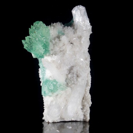 Green Apophyllite Castle & Stilbite with Heulandite on Basalt