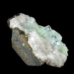 Green Apophyllite and Miniature White Stilbite on Basalt