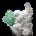 Green Apophyllite Castle & Stilbite with Heulandite on Basalt