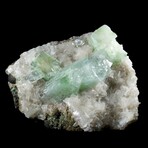 Green Apophyllite and Miniature White Stilbite on Basalt