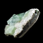 Green Apophyllite and Miniature White Stilbite on Basalt