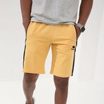 Isaac File Strip Detailed Zipper Pocket Shorts // Mustard (Small)
