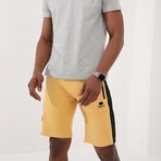 Isaac File Strip Detailed Zipper Pocket Shorts // Mustard (Small)